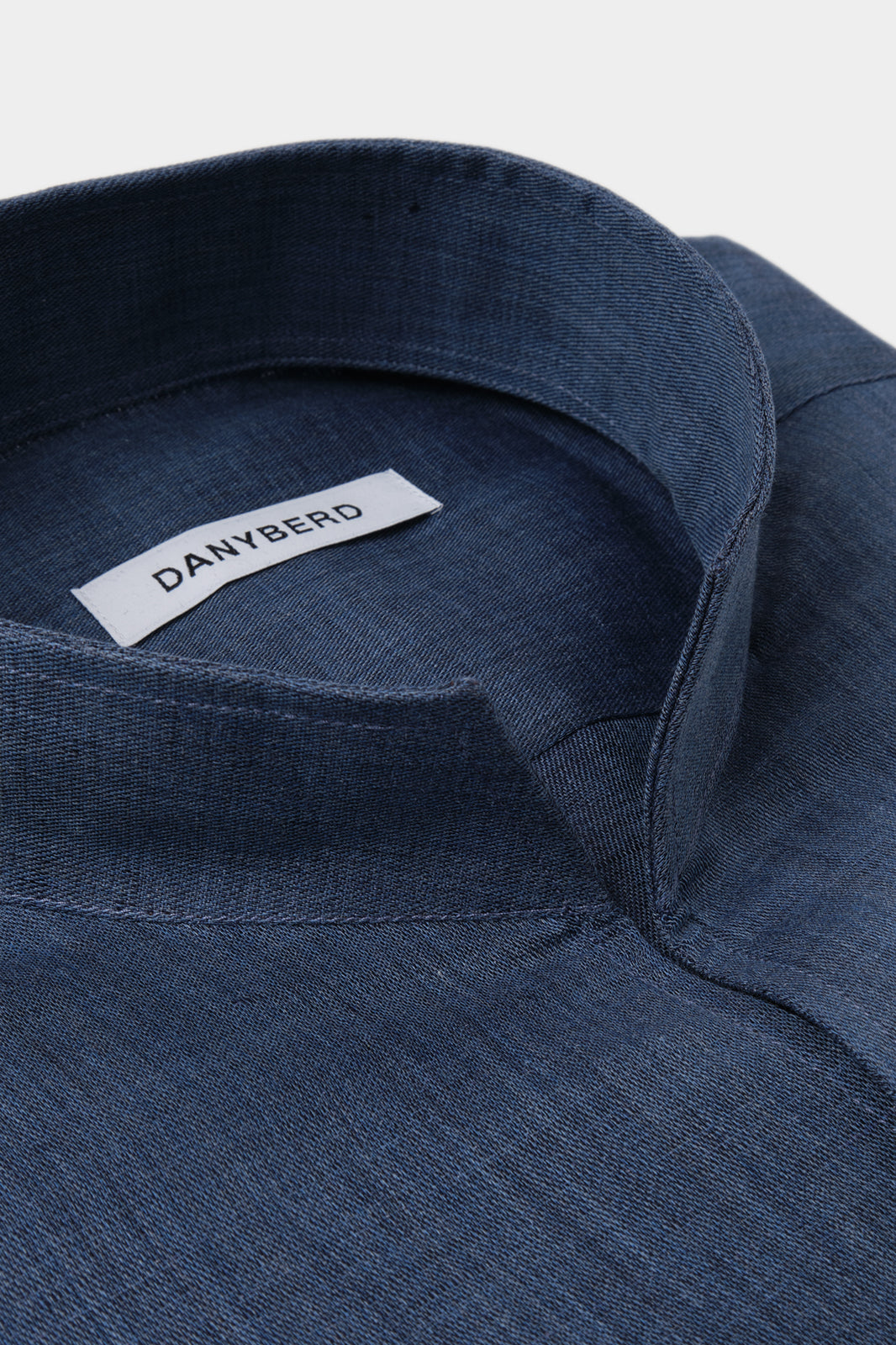 Linen blend shirt with Indian collar - Midnight blue