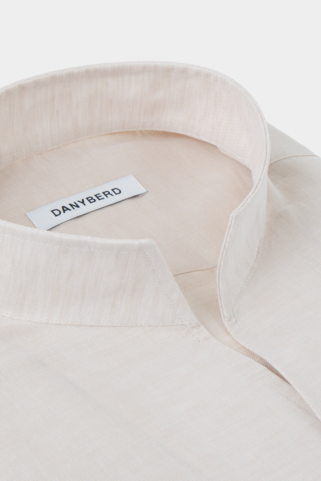 Linen blend shirt with Indian collar - Beige