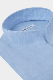 Linen shirt with Indian collar - Sky blue