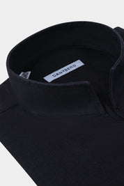 Linen shirt with Indian collar - Black