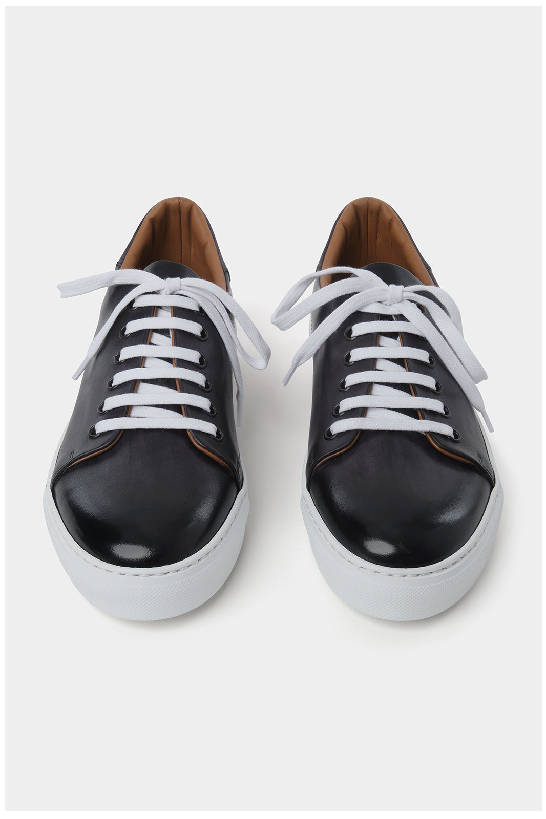 Patinated leather sneakers - Grey