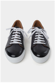 Patinated leather sneakers - Grey