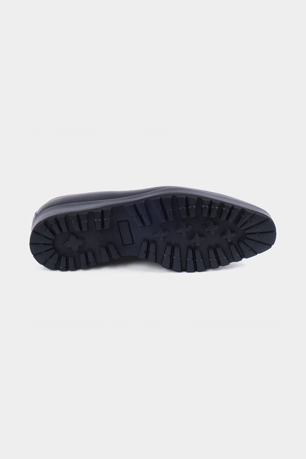 Patina leather loafers with wedge and notched sole - Black