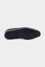 Patina leather loafers with wedge and notched sole - Black