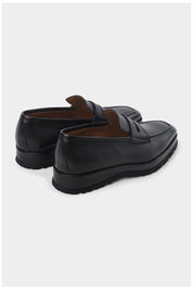 Patina leather loafers with wedge and notched sole - Grey