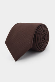 100% Silk Tie - Dark Brown Textured Solid