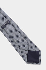 100% silk tie - Grey intertwined circle pattern