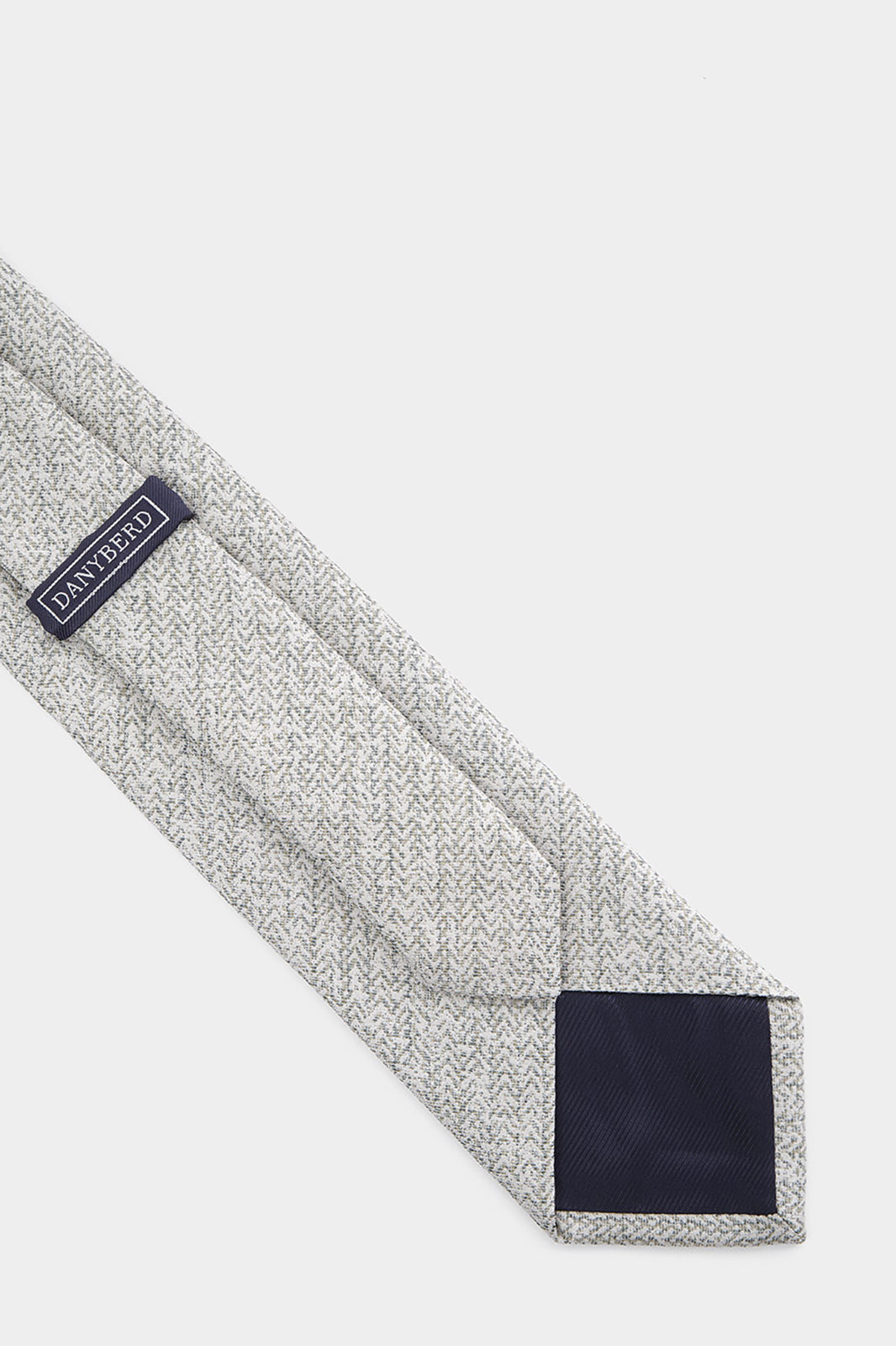 100% Silk Tie - Light Grey Textured Herringbone Pattern