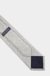 100% Silk Tie - Light Grey Textured Herringbone Pattern