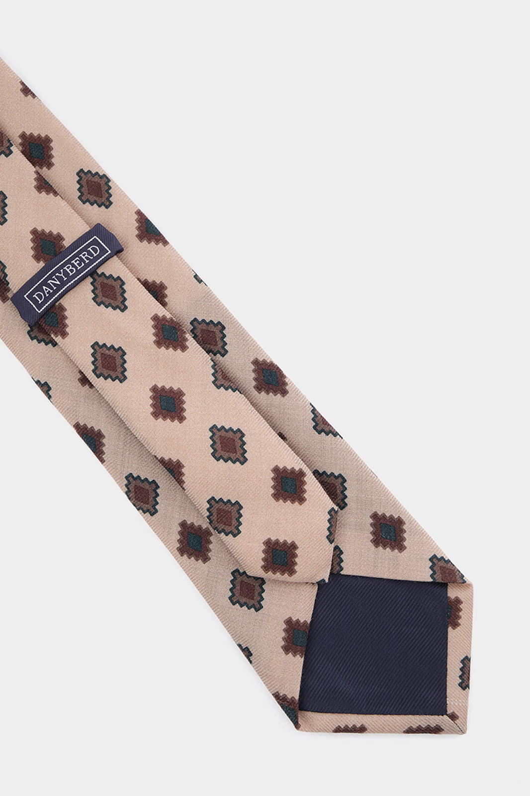 100% silk tie - Beige with ethnic patterns