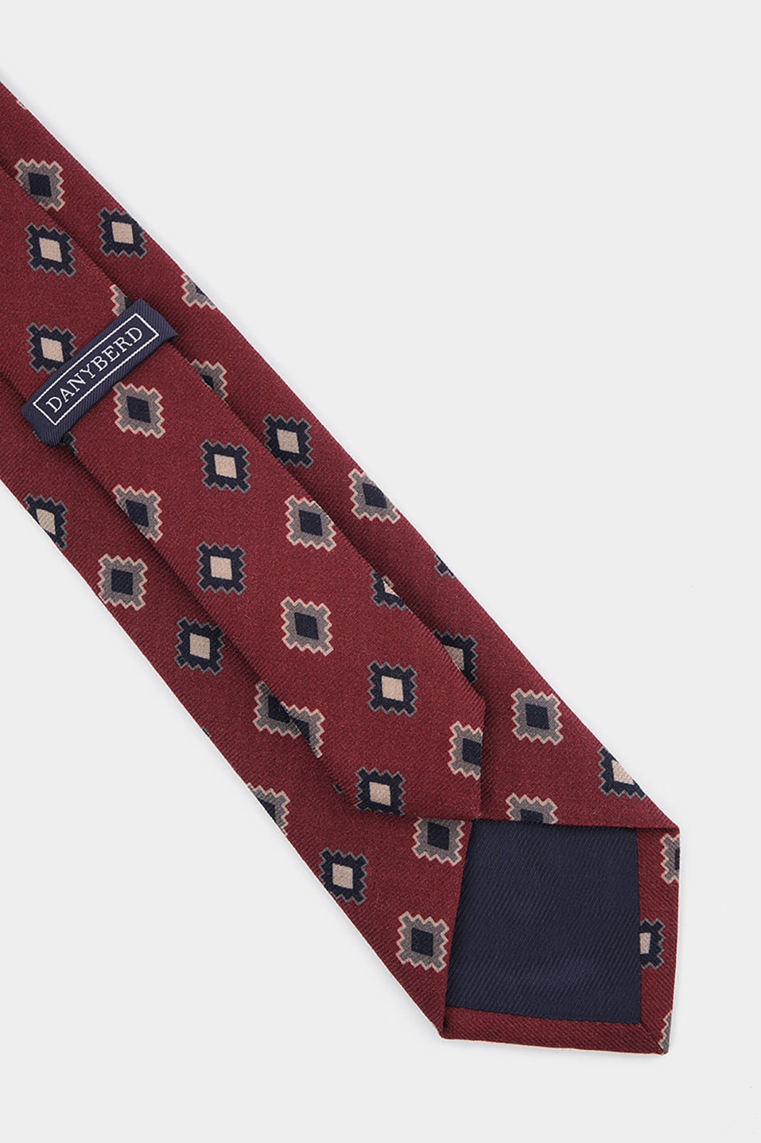 100% silk tie - Burgundy red with ethnic patterns