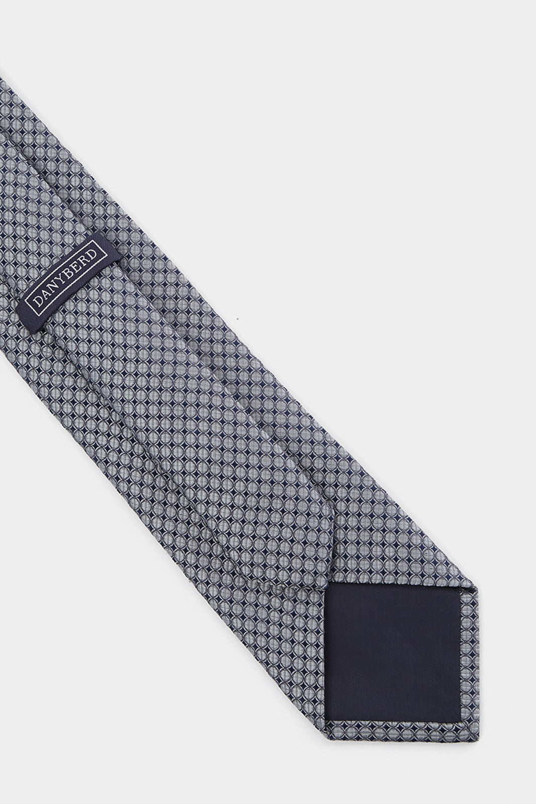 100% silk tie - Steel gray with blue geometric patterns