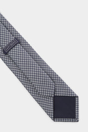 100% silk tie - Steel gray with blue geometric patterns