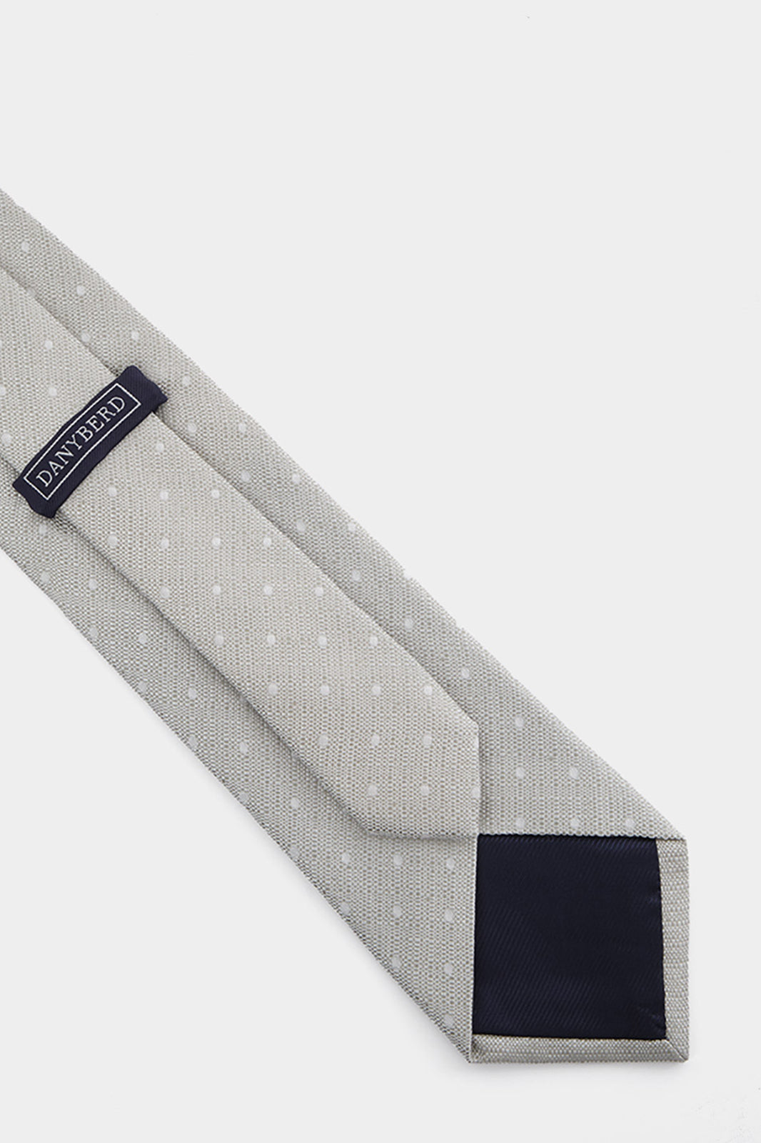 100% Silk Tie - Light Grey with White Dots