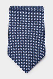 100% Silk Tie – Blue with White Dots