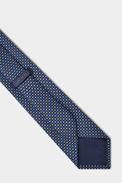 100% Silk Tie – Blue with White Dots