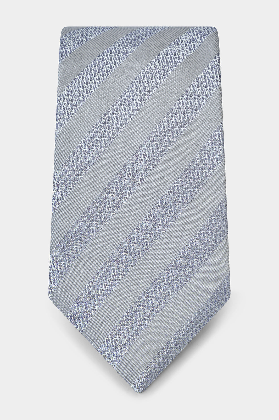 100% silk tie - Grey with wide silver stripes
