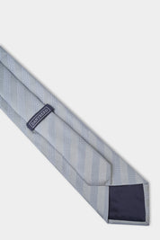 100% silk tie - Grey with wide silver stripes