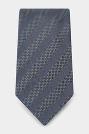 100% Silk Tie - Medium Grey with Alternating Textured Stripe