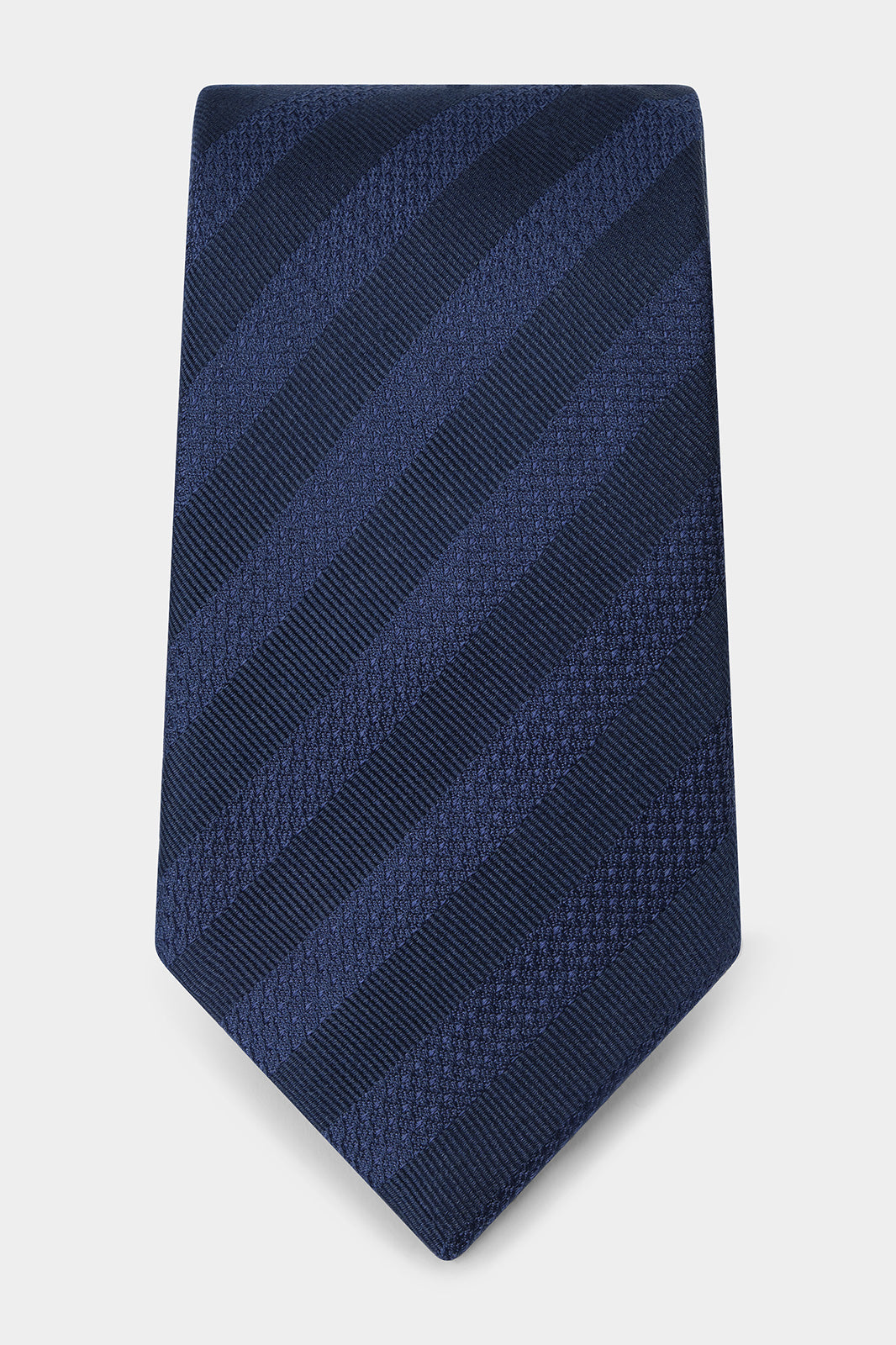 100% Silk Tie - Navy Wide Stripe