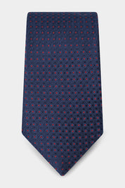 100% silk tie - Navy with red circles and weights