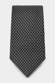 100% silk tie - Black with white pattern