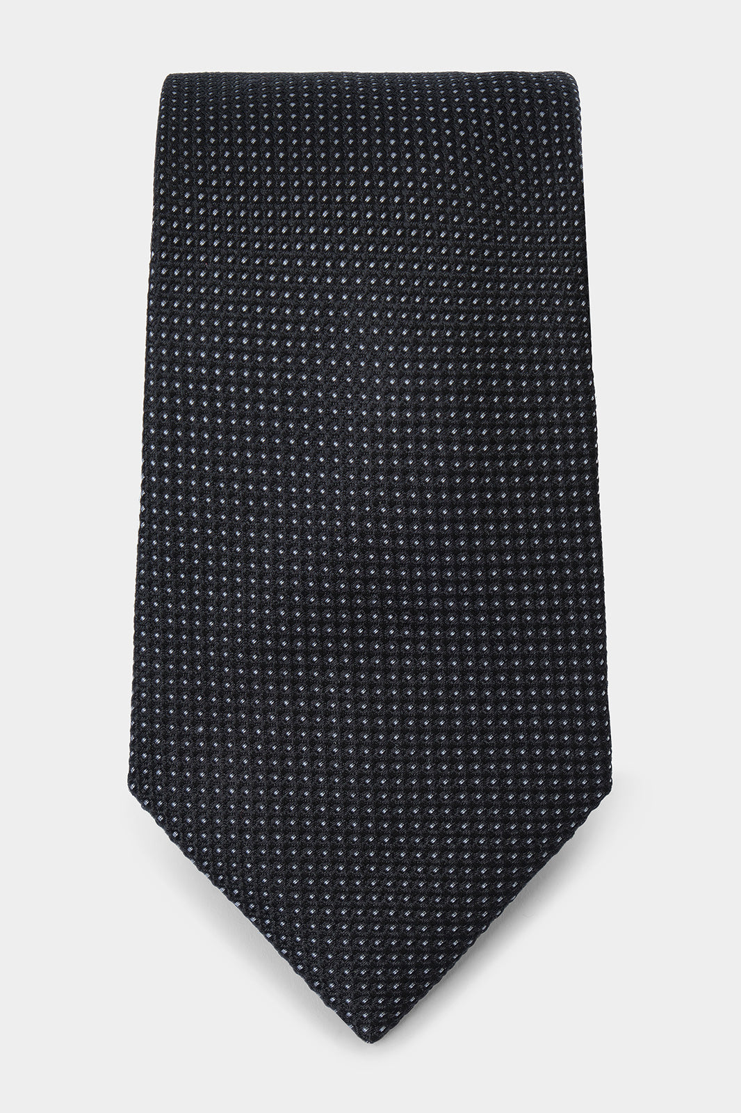 100% silk tie - Black with gray polka dots