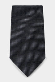 100% silk tie - Black with gray polka dots