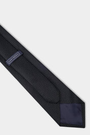 100% silk tie - Black with gray polka dots