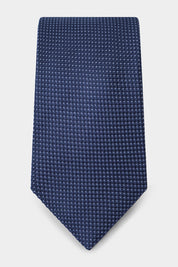 100% Silk Tie - Navy Blue with Sky Blue Polka Dots