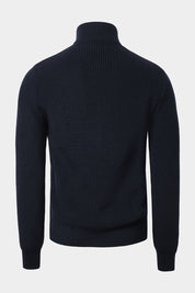 Two-material zipped jacket - Navy