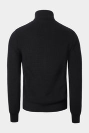 Two-material zipped jacket - Black