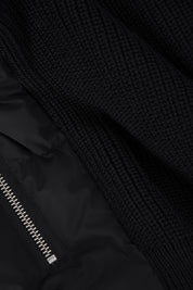 Two-material zipped jacket - Black