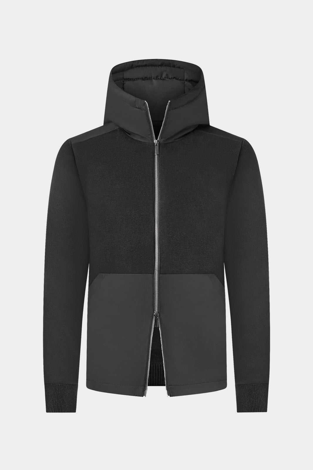 Gilet double zip homme avec capuche non amovible en bi-matiere