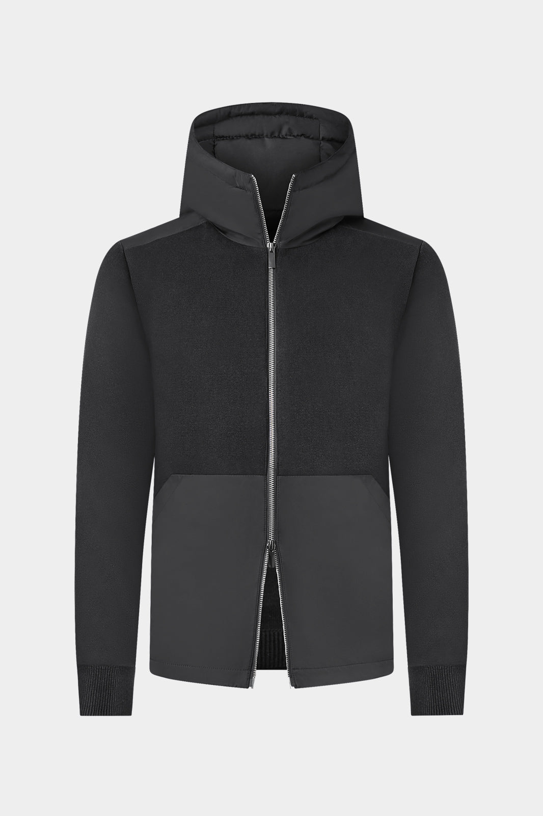 Gilet double zip homme avec capuche non amovible en bi-matiere
