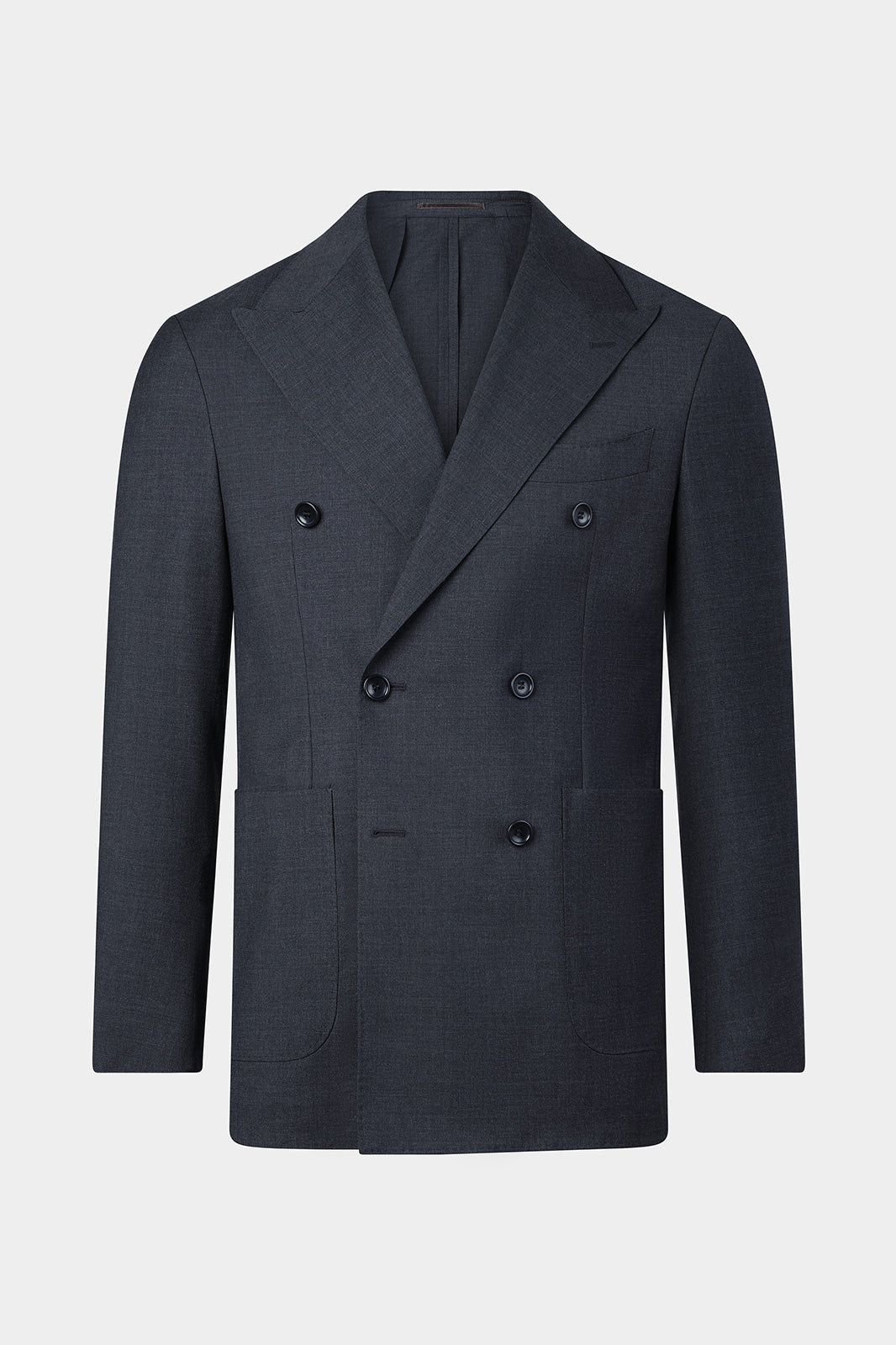 Double-breasted wool suit with patch pocket - Charcoal grey