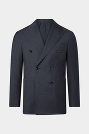 Double-breasted wool suit with patch pocket - Charcoal grey