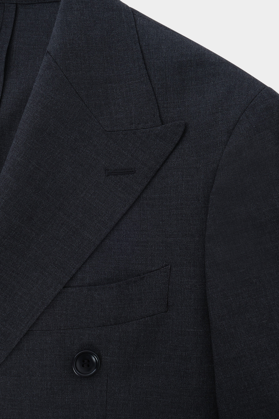 Double-breasted wool suit with patch pocket - Charcoal grey