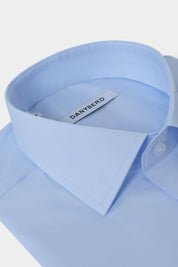 Large plunging collar shirt - Sky blue