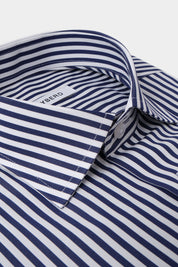 Chemise col français - Marine à rayures blanches moyenne