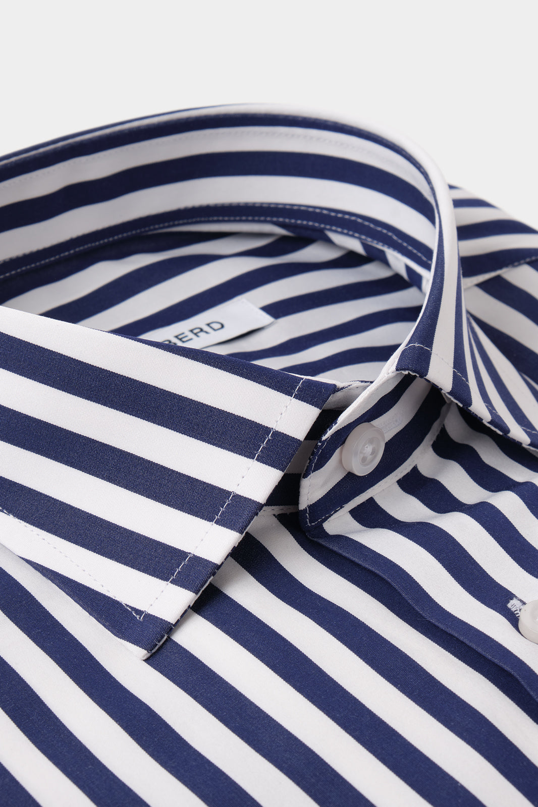 French collar shirt - White with navy stripes