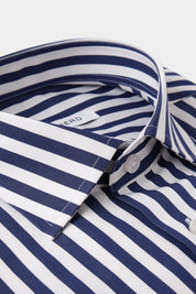 French collar shirt - White with navy stripes