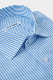 Chemise col français - Bleu à rayures