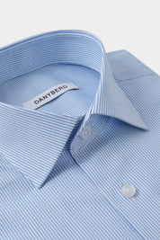 Chemise col français à rayures  Confort couleur blanche et bleu