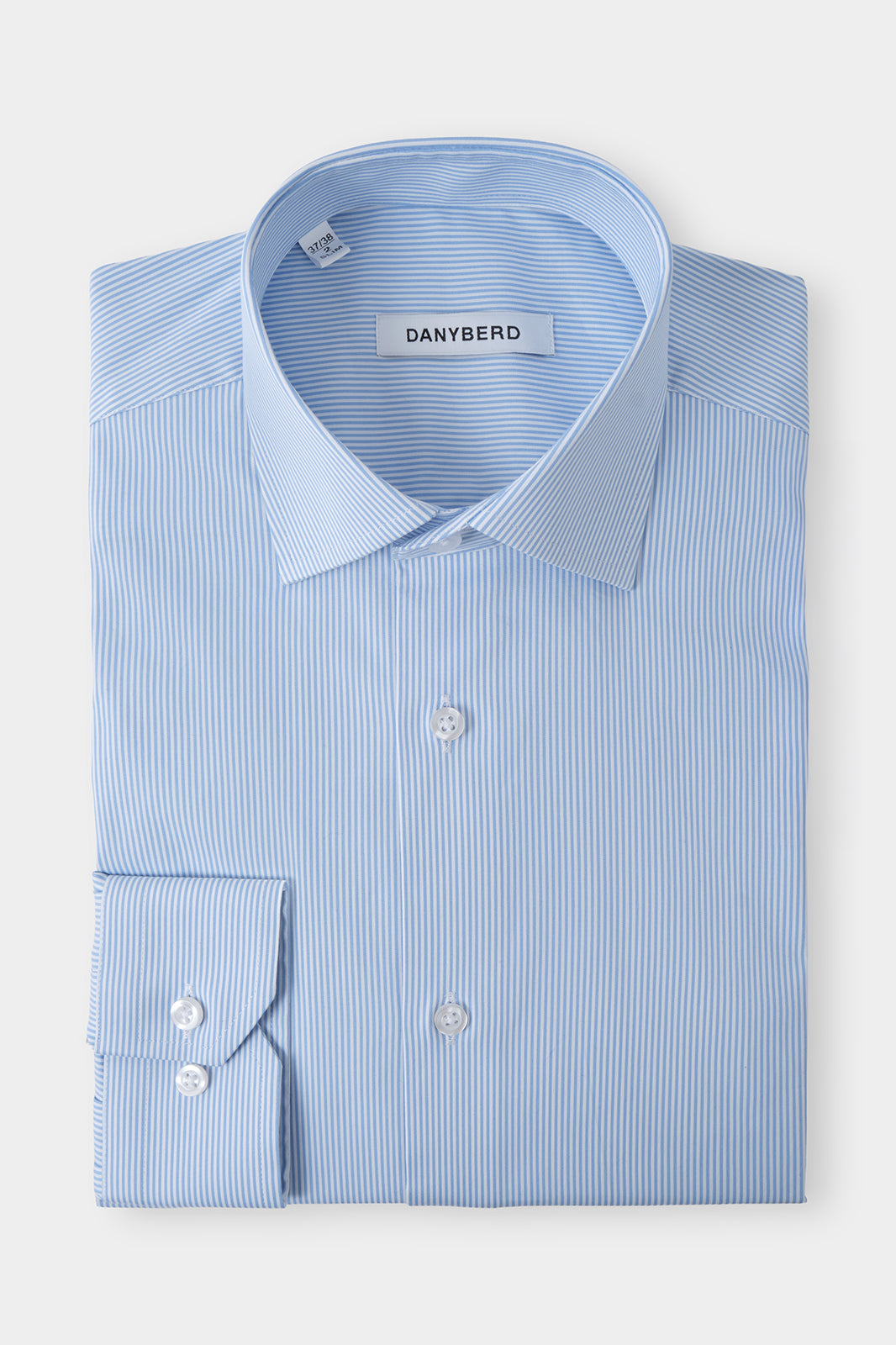 Chemise col français à rayures  Confort couleur blanche et bleu