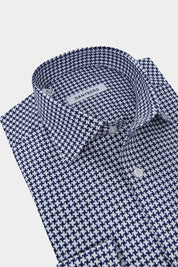 Houndstooth woven shirt - Navy