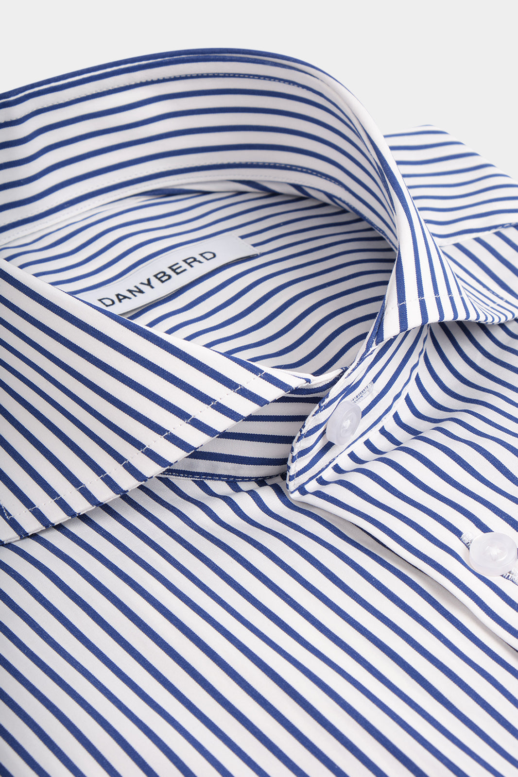 Striped Italian collar shirt - Dark blue and white