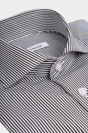 Striped Italian collar shirt - White and black