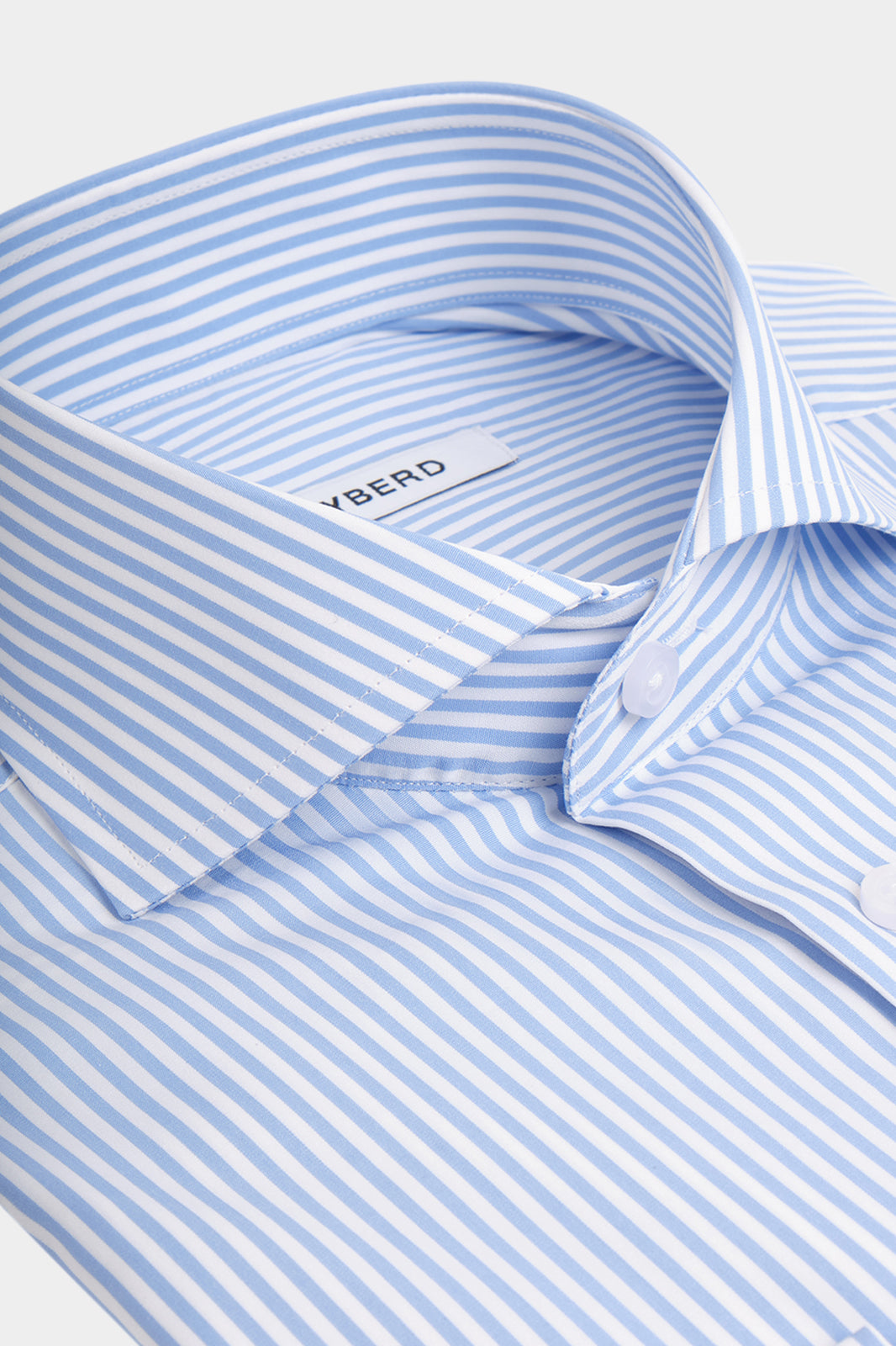 Striped Italian collar shirt - White and sky blue