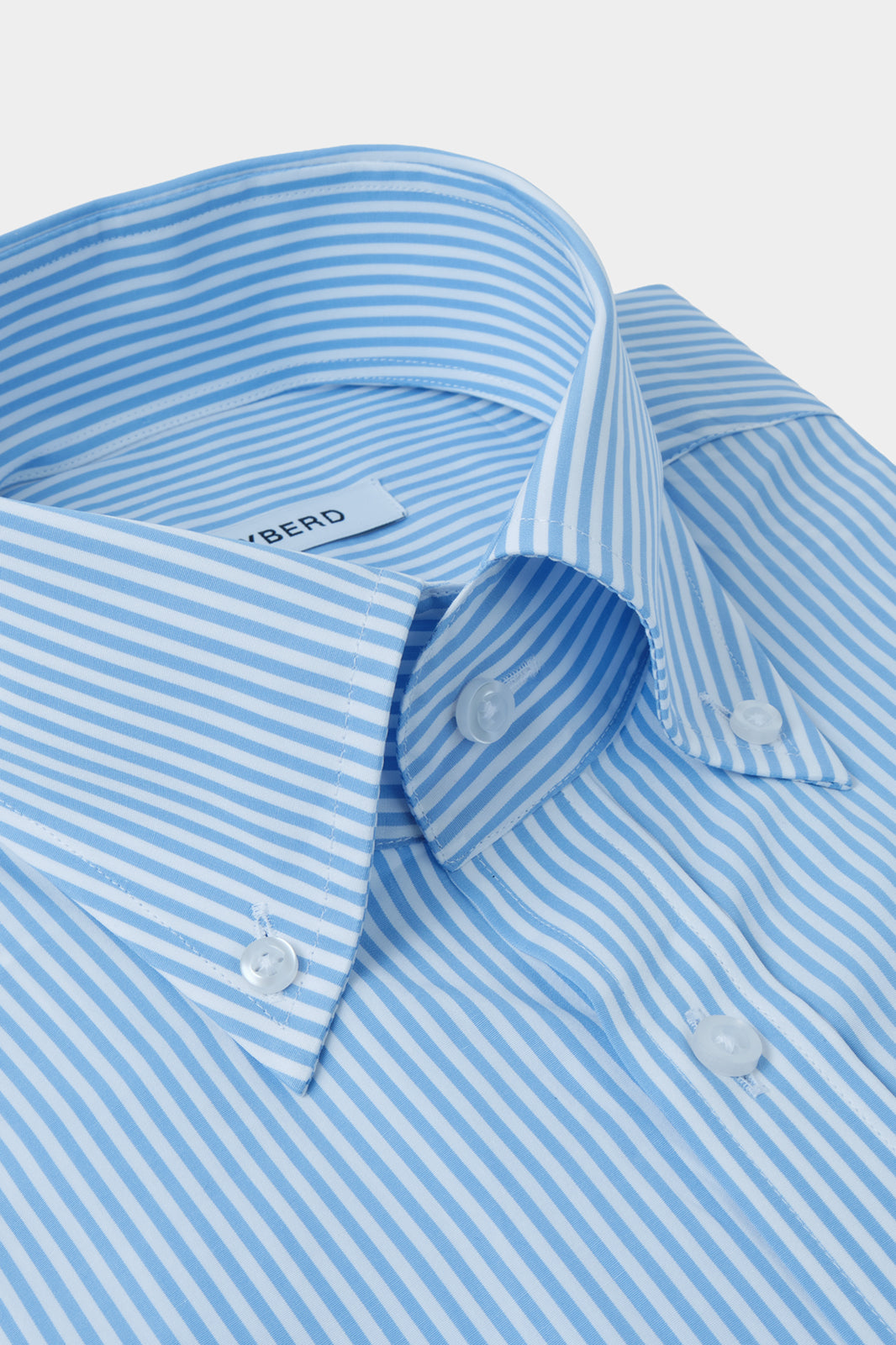 Large button-down collar shirt - Blue striped